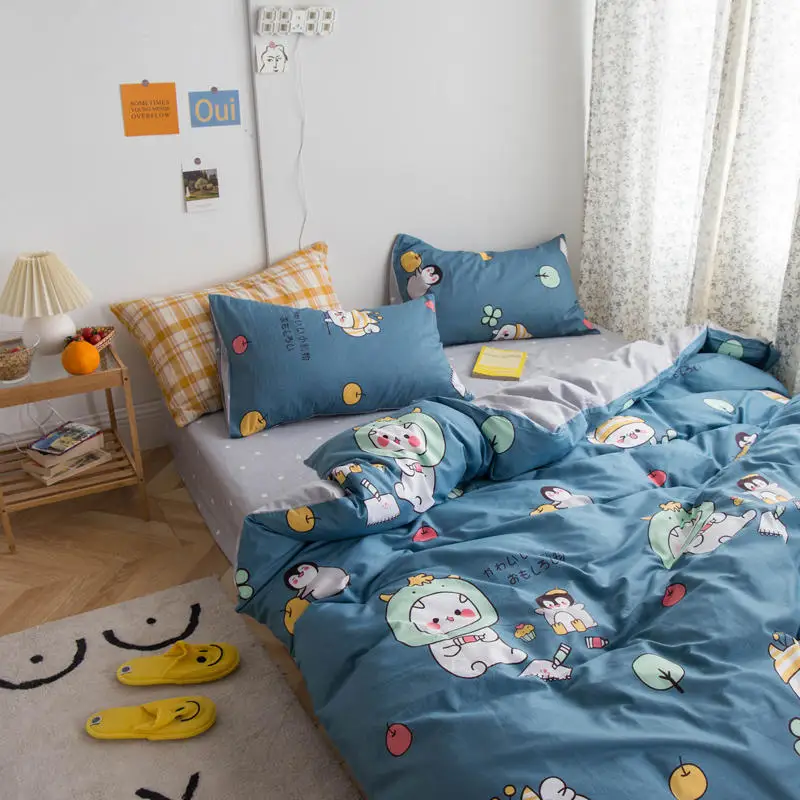 

Bonenjoy Bed Cover Set 100%Cotton Flower Reactive Printed Comforter Cover Bed Shee with Pillowcase Single Bed Linen Sets