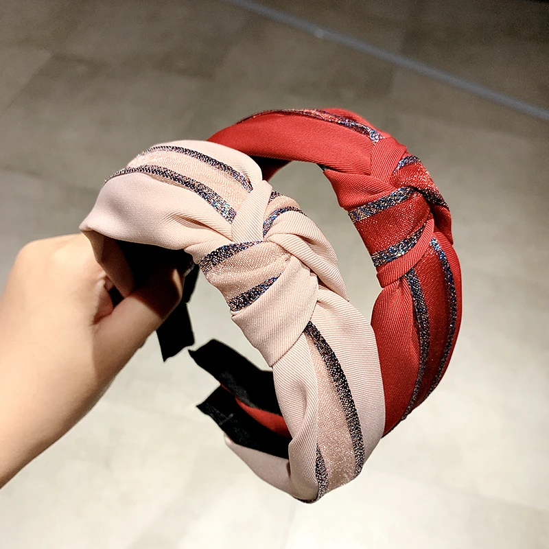 Женский элегантный цветной Серебряный полосатый ободок для волос держатель с