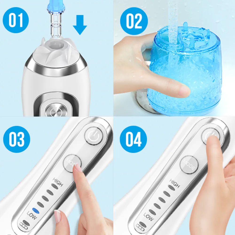 5 Modes Oral Irrigator USB Rechargeable Water Floss Portable Dental Flosser Jet 300ml Teeth Cleaner+8 | Бытовая техника