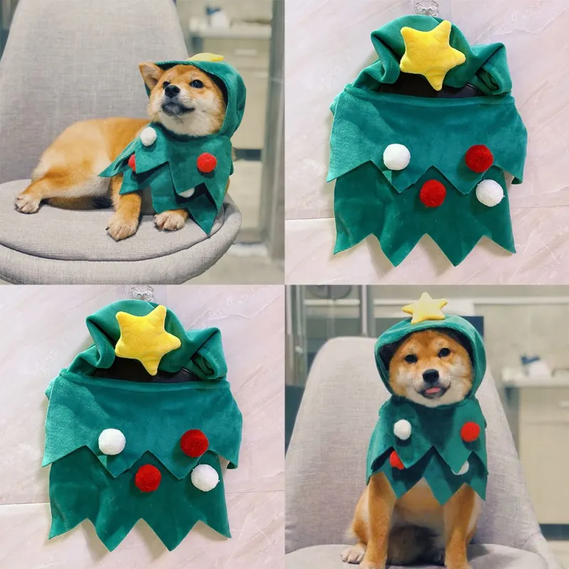 

Pet Dog Christmas Clothes Pet Xmas Tree Shawl Clothes Pet Winter Warm Clothes Puppy Dog Festival Cosplay Outfit Pet Clothing23