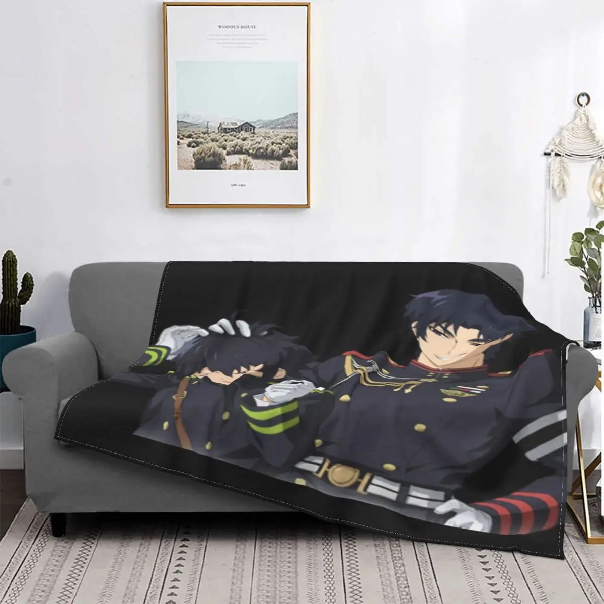 

Owari-Manta con capucha No Seraph Guren 3, para cama colcha, edredones a cuadros, funda para sofá, manta pickick