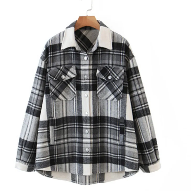 

YICIYA winter Women Outwear Down Jackets Casual Blue Plaid Long Coat Jacket Pocket Casual Warm Overcoat Fashion Outwear crop Top