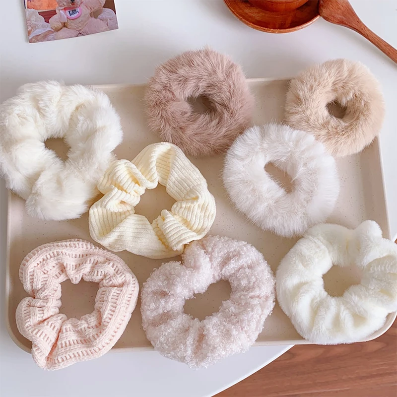 

Gentle Coloful Soft Plush Elatsic Hair Bands Ladies Lovely Faux Fur Scrunchies Rubber Bands Female Fashion Hair Accessories