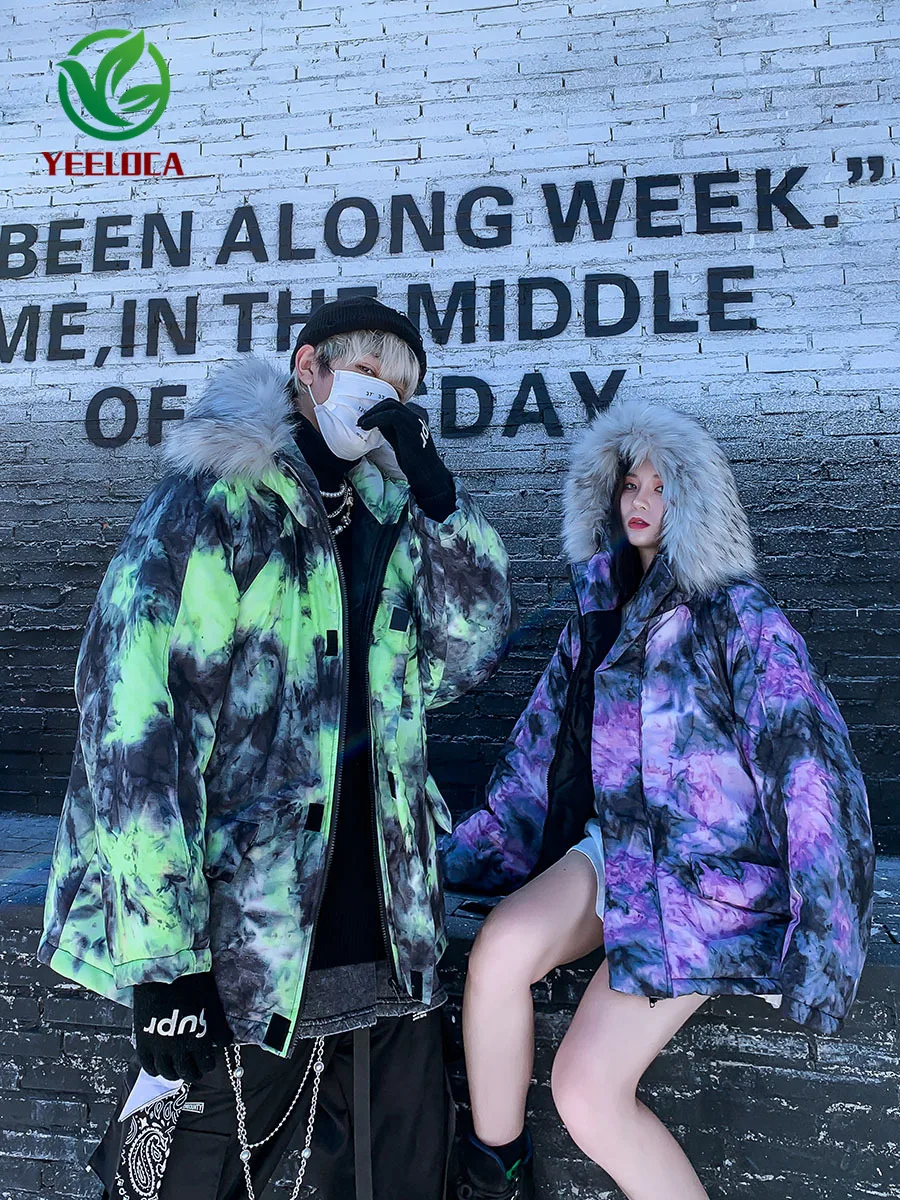 Камуфляжная куртка с меховым воротником пальто в стиле хип-хоп Мужская