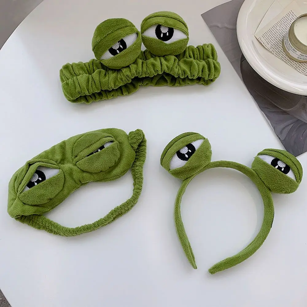

Headband Sad Frog Headwear Head Hoop Bands Makeup Funny Frog Hairband Wide-brimmed Elastic Hairbands Washing Headband
