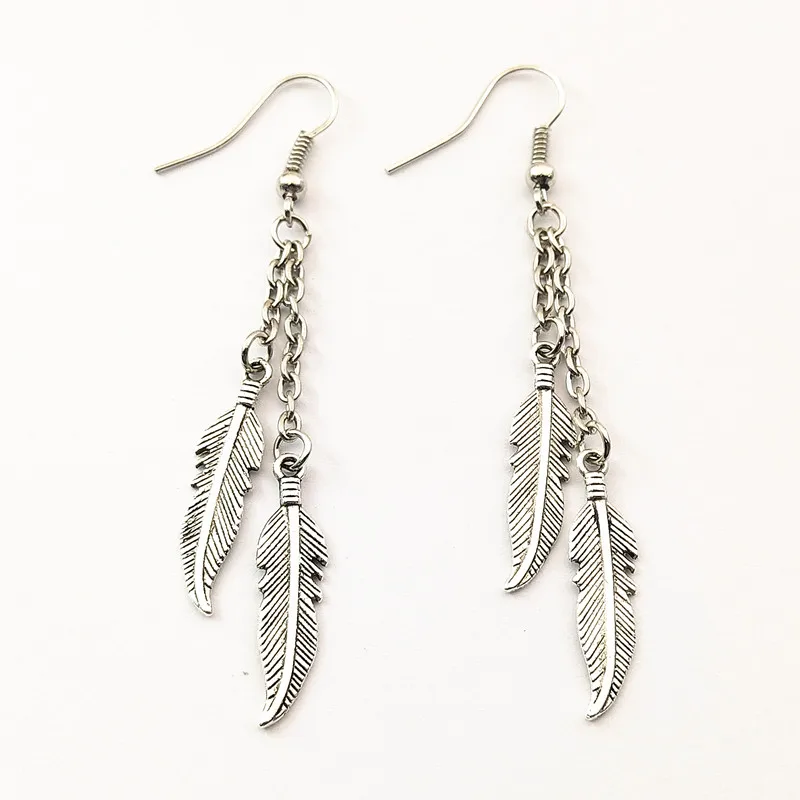 1 (пара) серьги-подвески с перьями модные ювелирные изделия ручной работы для