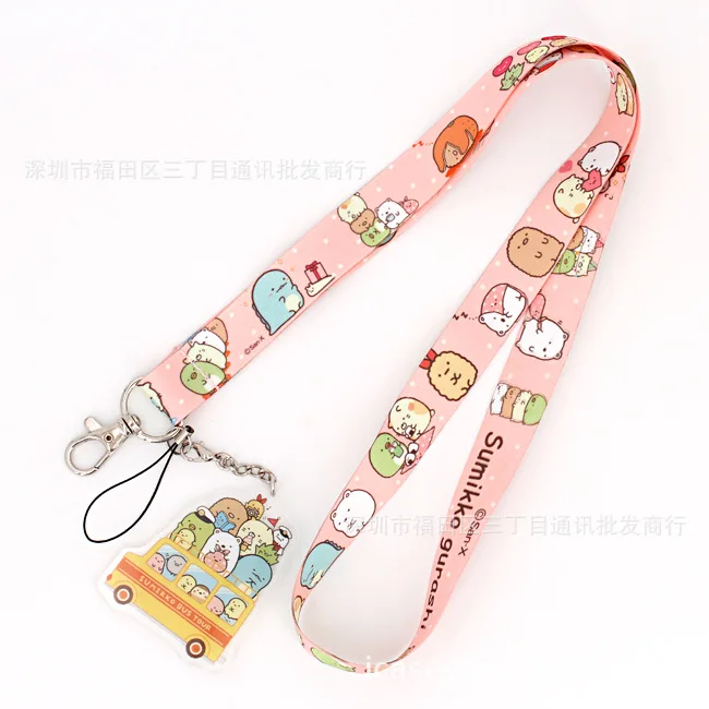 Мультяшный милый Sumikko Gurashi шейный ремешок для ID бейджей шнурок с подвеской