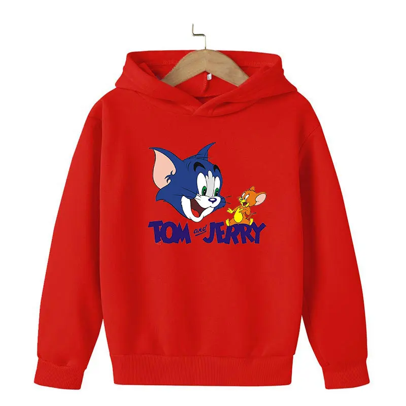 2021 The New Kids Tom Cat Hoodies Children Autumn Winter Sweatshirts Cartoon Girls Long Sleeve Pullover Jerry Boys Streetwear | Детская