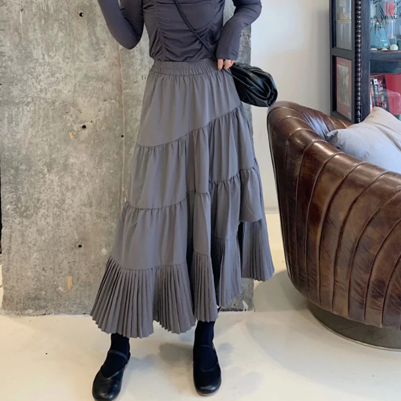 Женская Нерегулярная плиссированная юбка TIGENA длинная с высокой талией для