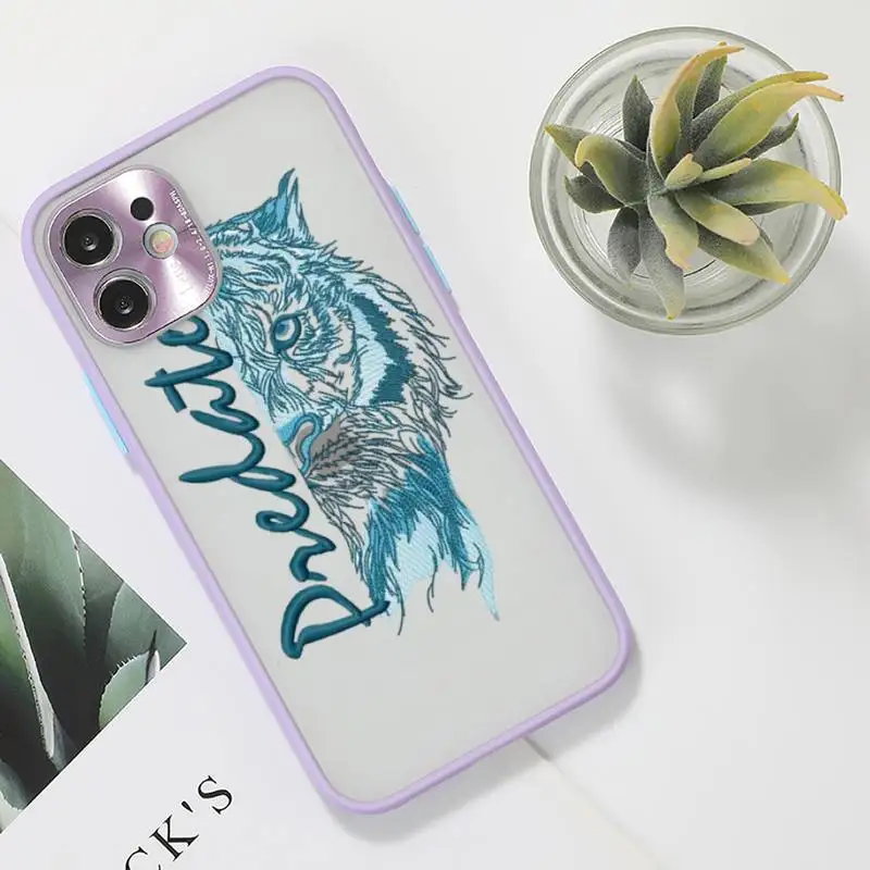 

Predator tiger leopard Phone Case For iPhone 12 11 Mini Pro XR XS Max 7 8 Plus X Matte transparent Purple Back Cover