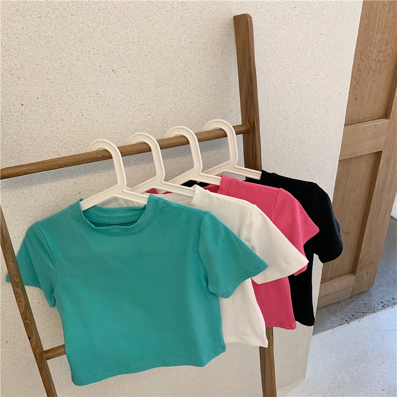 

Internet Celebrity Sleeve T-shirt Women's Korean Style Slimming and All-Matching Short High Waist Bottoming Shirt Slim Fit