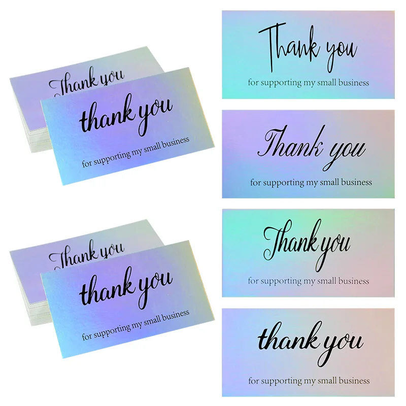 

50pcs "thank You" Laser Color Card Birthday Wedding Holiday Party Gift Box Accessory Card Decoration New Year Thanksgiving Card