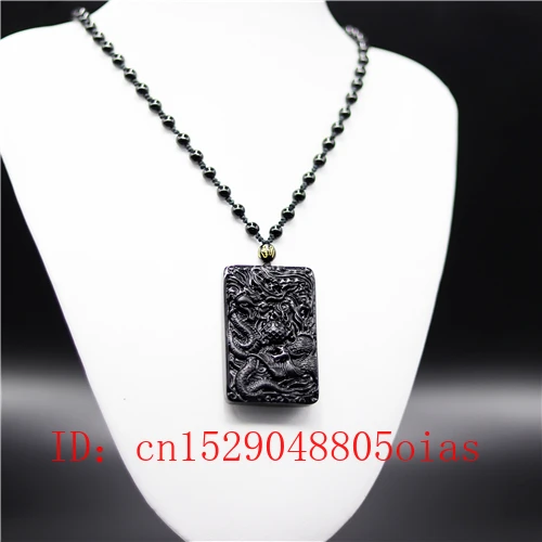 Натуральный Черный Дракон из обсидиана ожерелье с подвеской в виде феникса