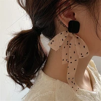aensoa korean polka dot bow pendant drop dangle earrings for women 2021 statement winter long earrings party jewelry wholesale
