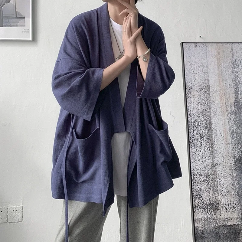 Модный Свободный кардиган в китайском стиле для мужчин пальто верхняя одежда