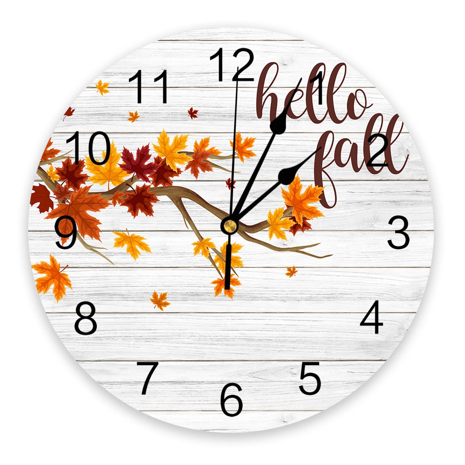 

Autumn Maple Leaf Retro Wood Grain Wall Clock Bedroom Silent Wall Digital Clock Living Room Decor Wall Clock Modern Design