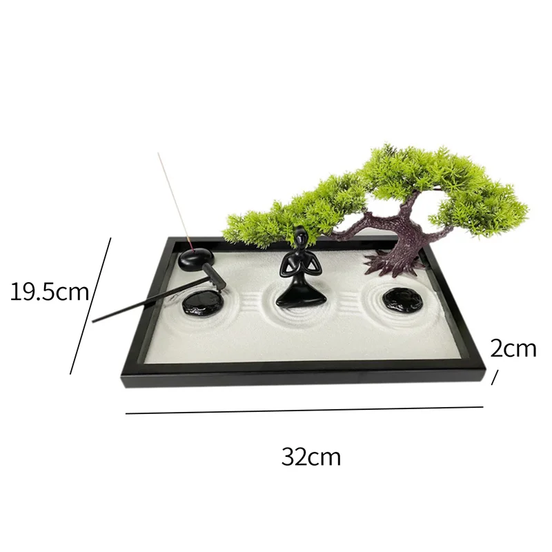 

Wooden Zen Yoga Sand Box Mini Desktop Sandbox Garden Home Office Decor Ornaments Gift Set