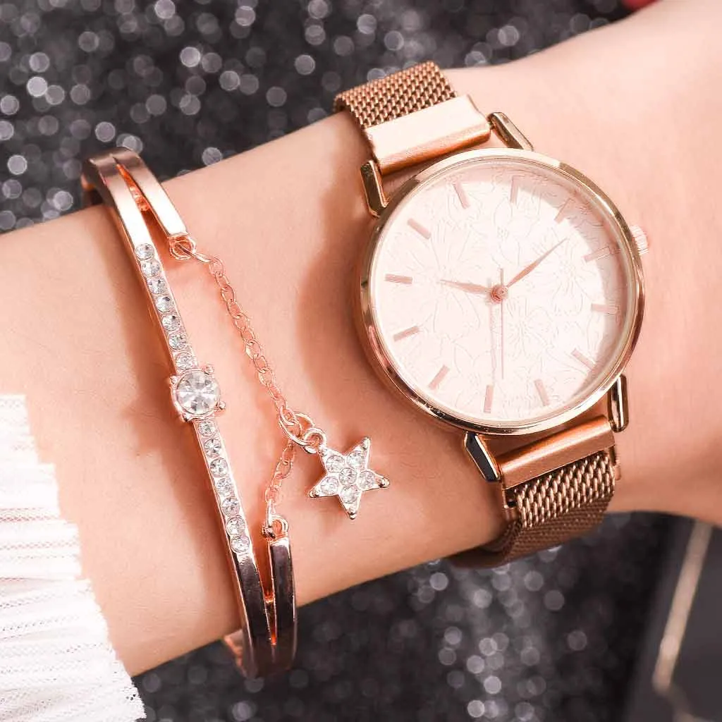 

Fashion Luxury Small And Delicate European Simple Casual Bracelet Watch Suit Elegant Magnet Buckle Wristwatch Relogios Feminino