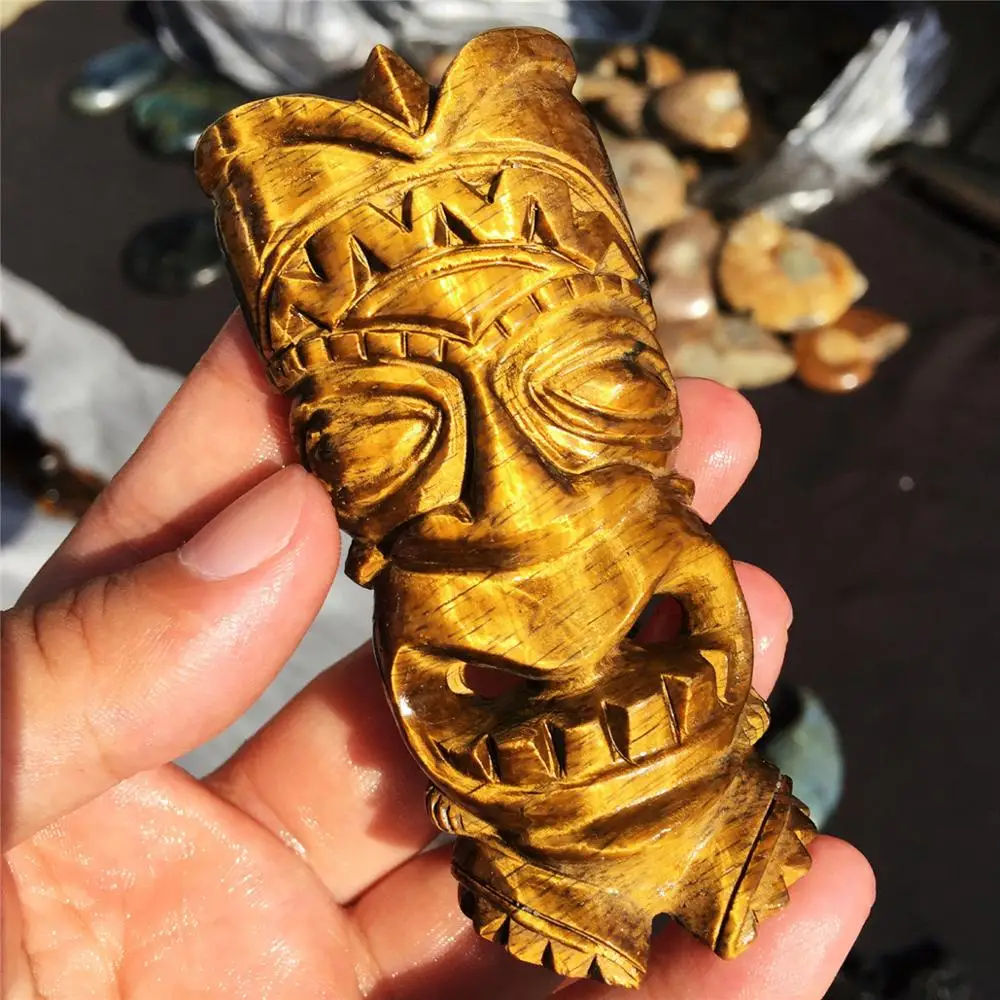 1 шт. красивая Хрустальная Резьба Натуральный Кварц желтый тигровый глаз камень