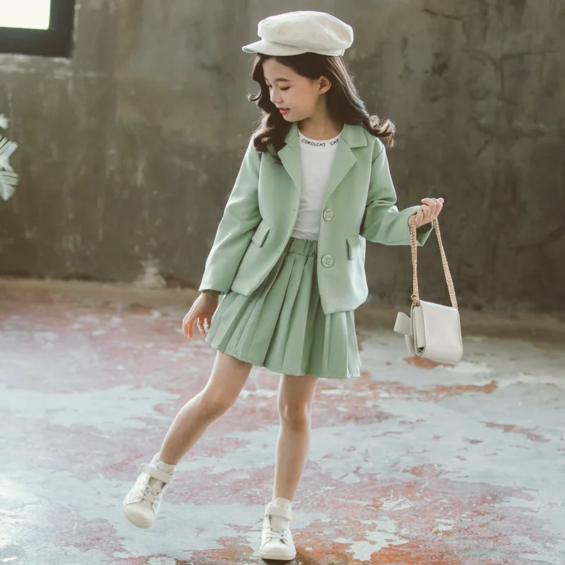 Комплект детской одежды из 2 предметов блейзеры для девочек + юбки одежда детей