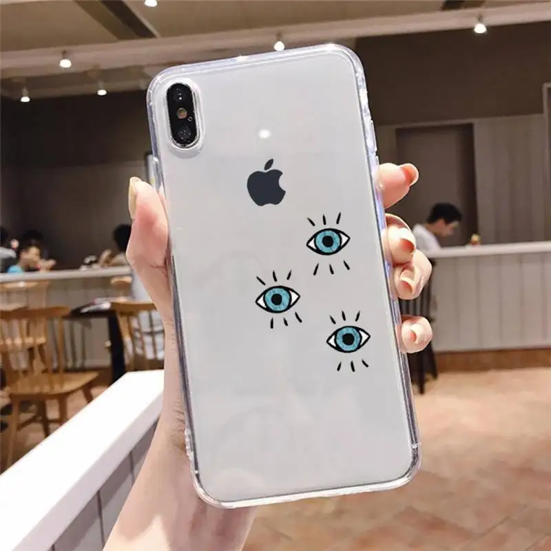 

Evil Eye Phone Case For iphone 12 11 8 7 6s 6 5 5s 5c se plus mini x xs xr pro max Transparent soft