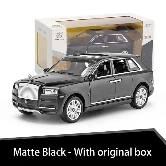 1/32 Rolls Royce Cullinan Diecasts модели игрушечных автомобилей со звуком и светильник 6 дверей можно открыть Oyuncak модель подарки для детей - Цвет: Black With Box