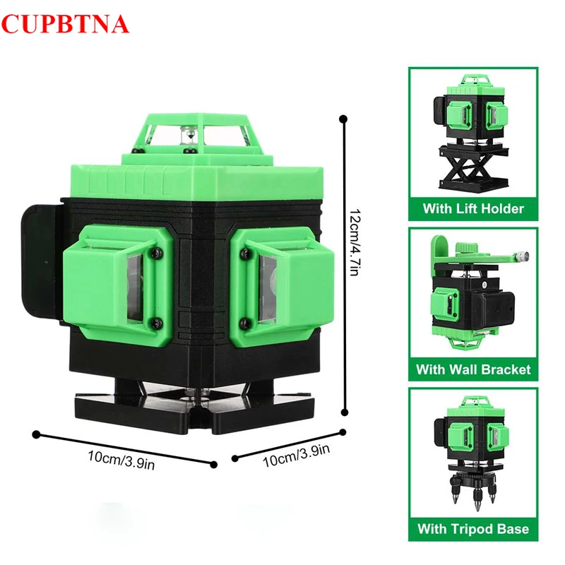 CUPBTNA Лазерный уровень 3D 8-строчный мощный цифровой дисплей с зеленым светом 360 °