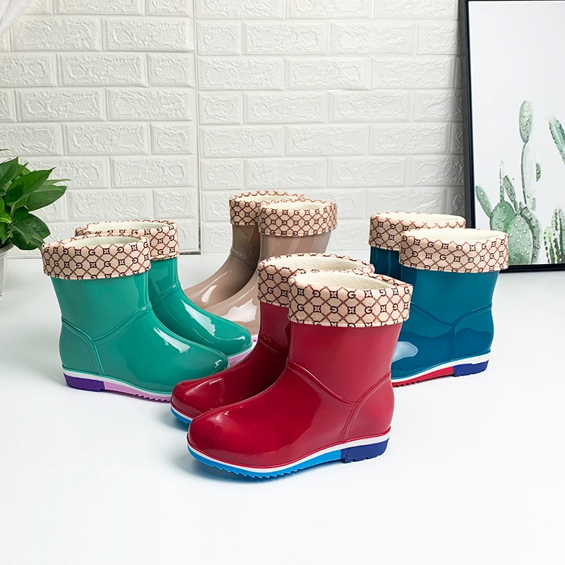 

Solid Color Waterproof Rainboots Women Soft Garden Shoes Female Girls Rural Boots Winter And Summer Low Tube Tough Bottom