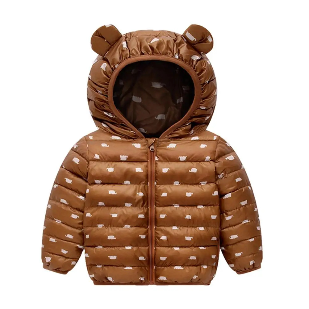 

Детское пуховое пальто для мальчиков и девочек, хлопковое теплое пальто с длинными рукавами и милым принтом в Корейском стиле, теплая зимня...