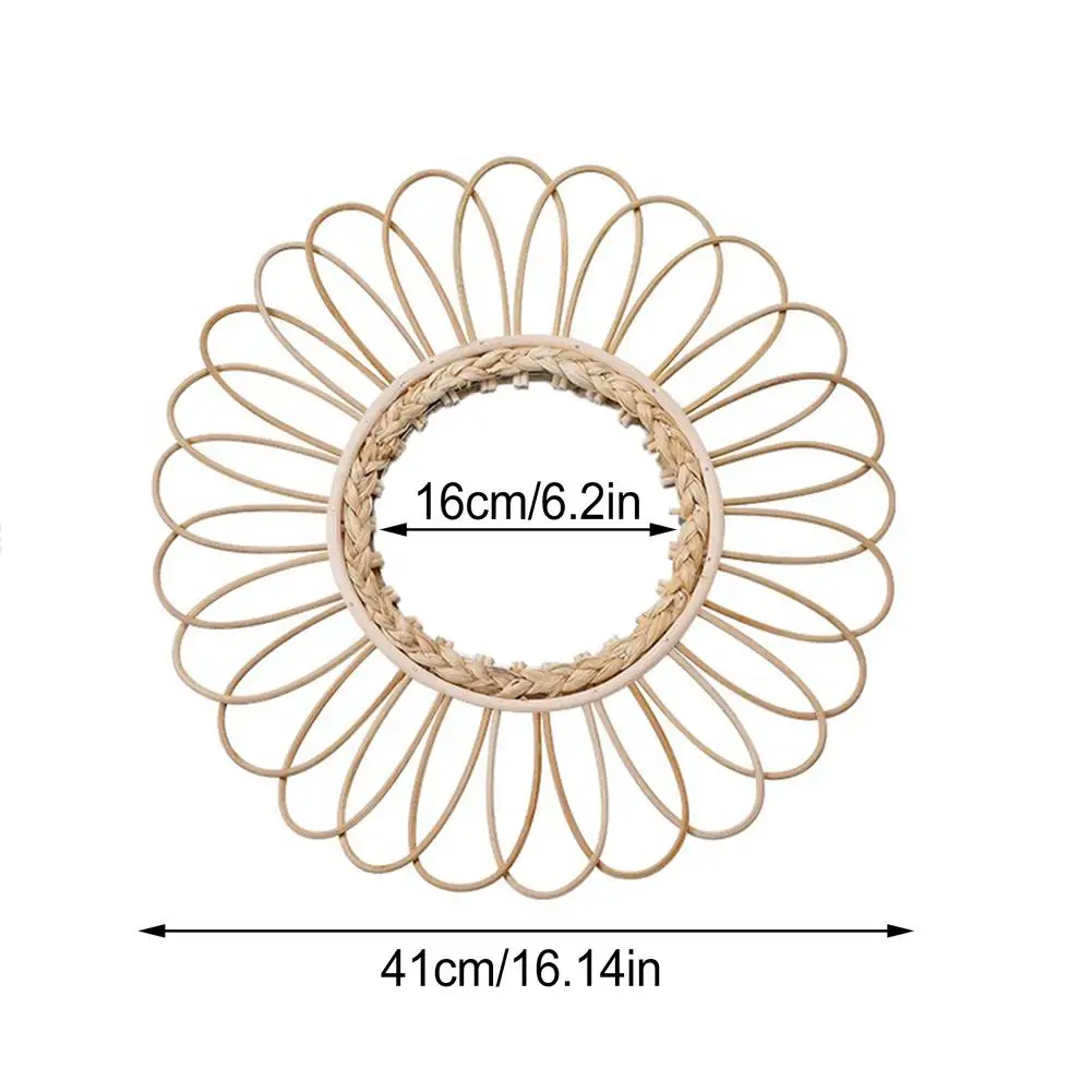 

Rattan Innovative Art Decoration Round Makeup Mirror Dressing Bedroom Bathroom Wall Hanging Mirrors Craft Photo Props