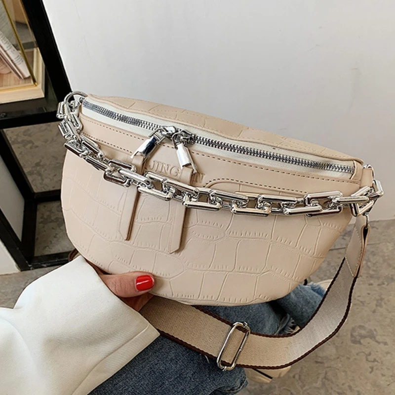 

Luxury Women's Fanny Pack Waist Bag Chain Shoulder Crossbody Chest Bags Female Belt Handbag