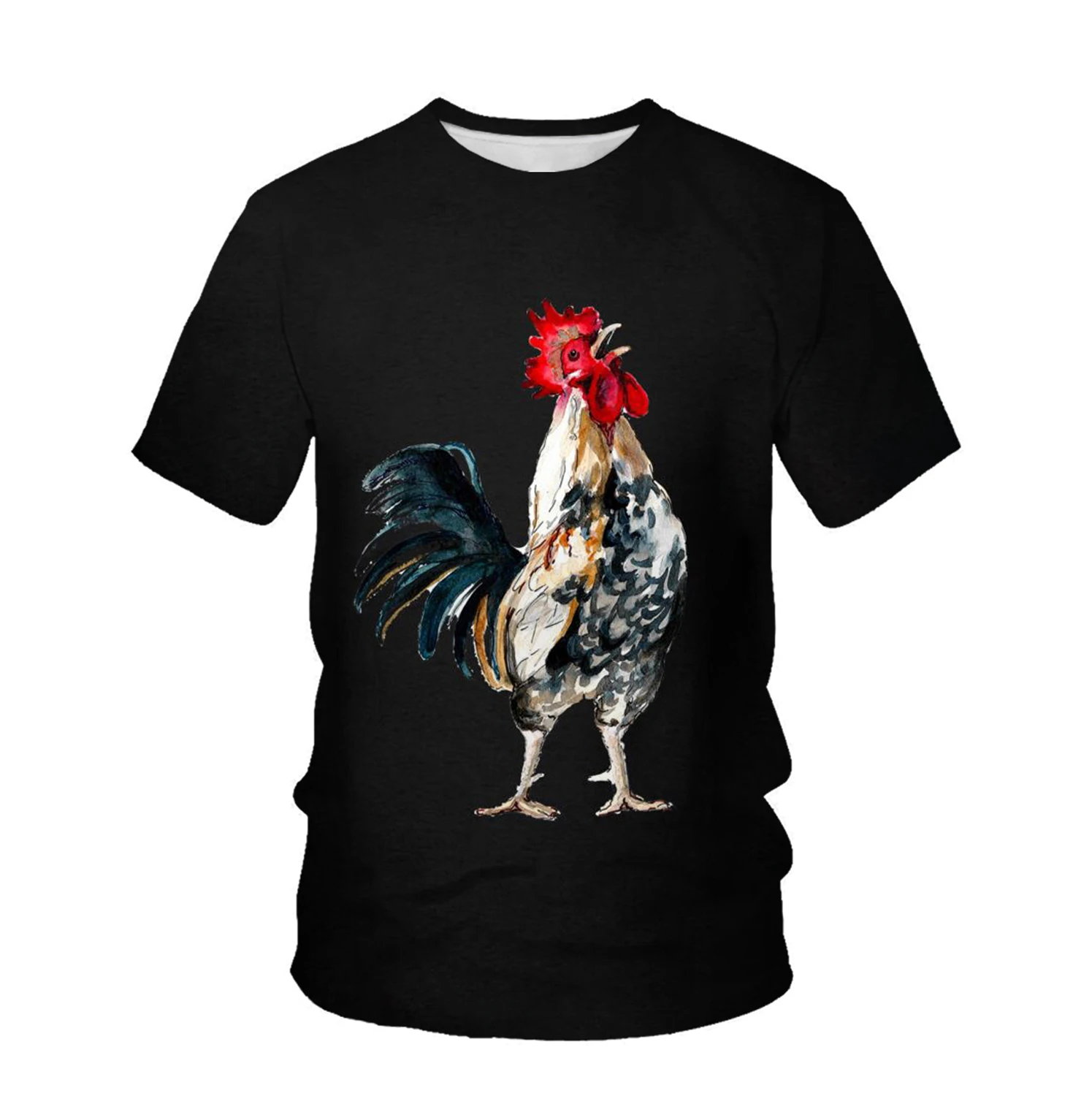 

Animal 3D printed T-shirt 2021 Men's T-shirt Popular shirt Oversized T-shirt, rooster crowing, creative fashion short-sleeved