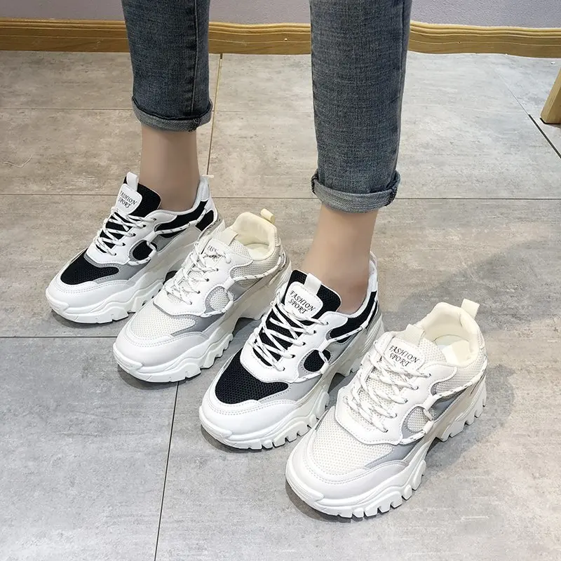 

2020 new Spring and Autumn Daddy shoes trendy female running shoes platform breathable sports casual shoes X508