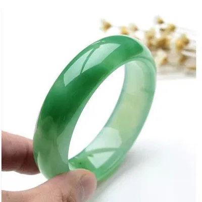 

Zheru Jewelry Natural Light Green Burmese Jade 54mm-64mm Bracelet Elegant Princess Jewelry Best Gift for Mother and Girlfriend