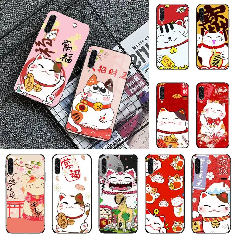 

China cute lucky cat pattern Phone Case For Samsung galaxy A S note 10 7 8 9 20 30 31 40 50 51 70 71 21 s ultra plus