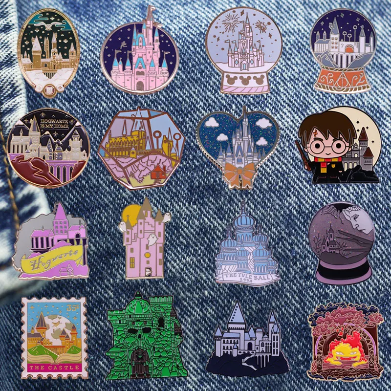 

Beautiful Occident Castle Architecture Cartoon Brooch Originality Lapel Badge Collect Denim Jacket Backpack Pin Decoration