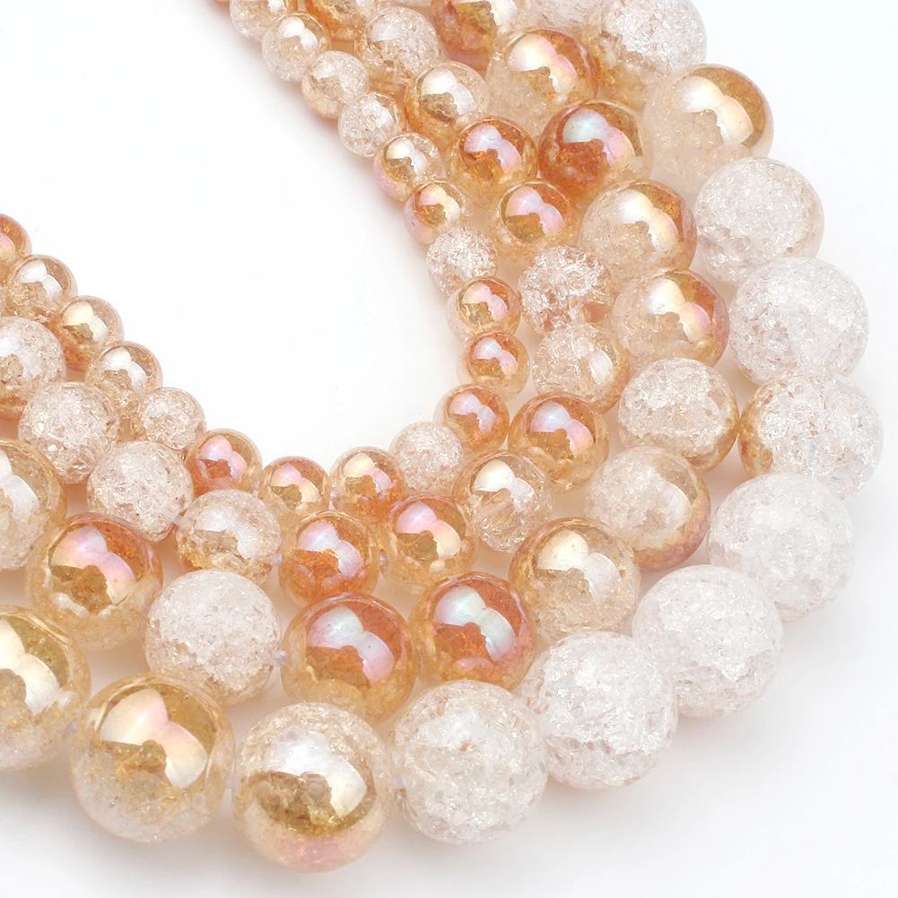 Фотобусины для изготовления ювелирных изделий цвет шампанского белый снег