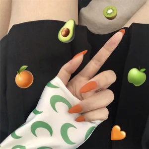 Накладные ногти с клеем, 24 шт., заостренные, яркие, оранжевые, матовые, накладные ногти-стилеты ногтей