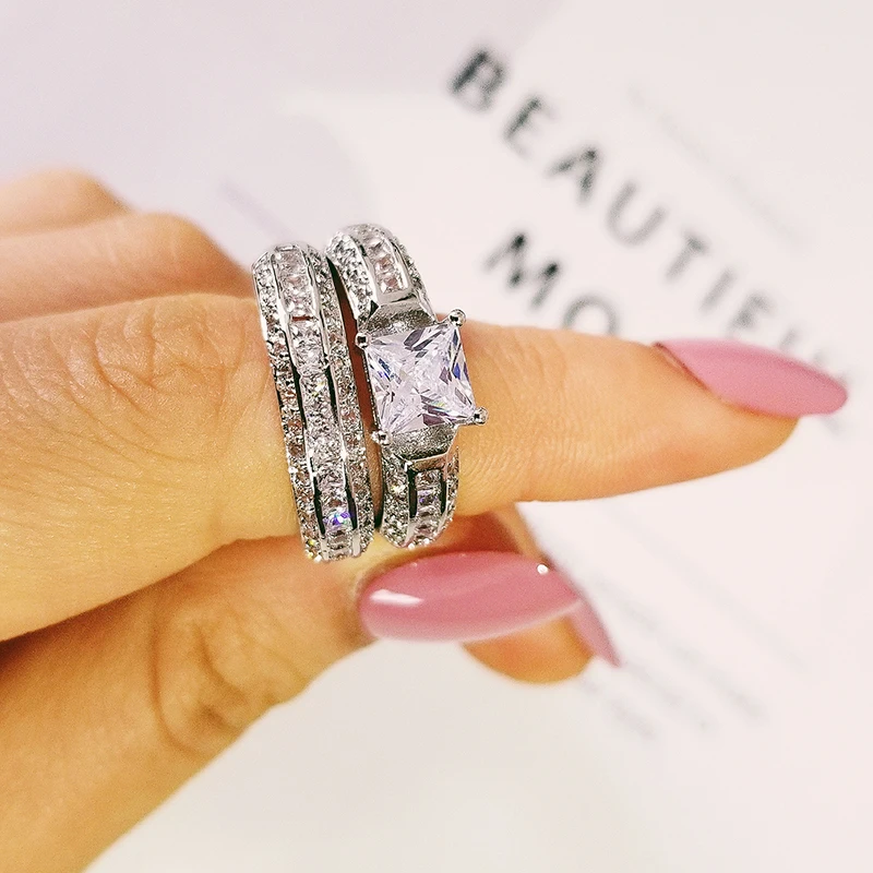 Женский комплект свадебных колец из серебра 925 пробы R5174 | Украшения и аксессуары