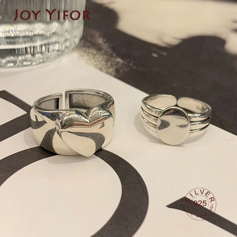 

925 Sterling Silver Smooth Width Rings For Women Fashion Simple LOVE Heart Thai Silver Birthday Party Jewelry Gifts