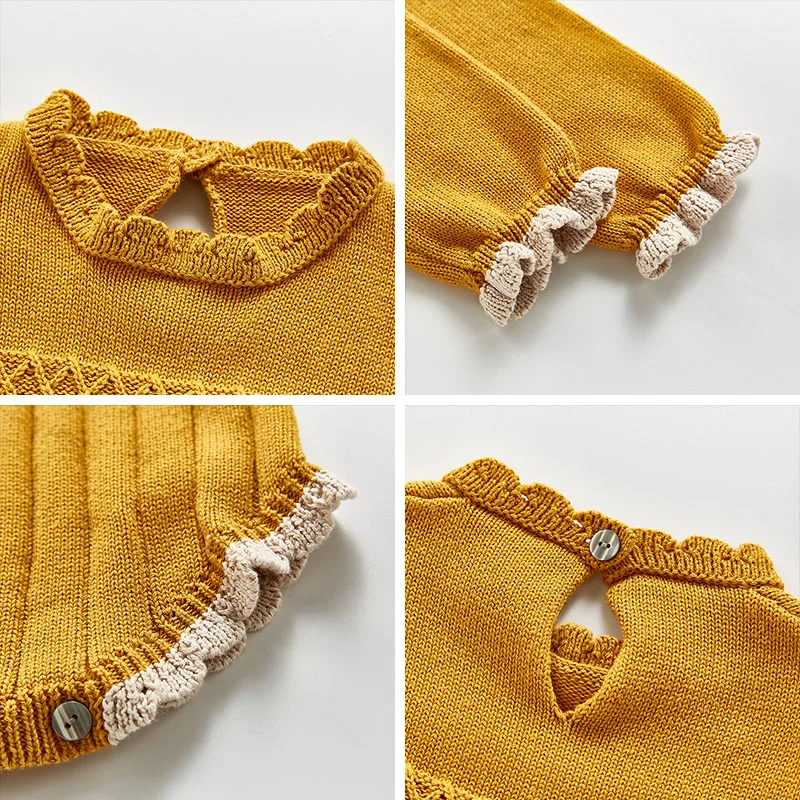 

Baby Girls Boys Clothing Set Autumn Winter Warm Knitted Jumpsuits with Hat Toddler Girl Boy Korean Style One-Pieces 0-3Yrs