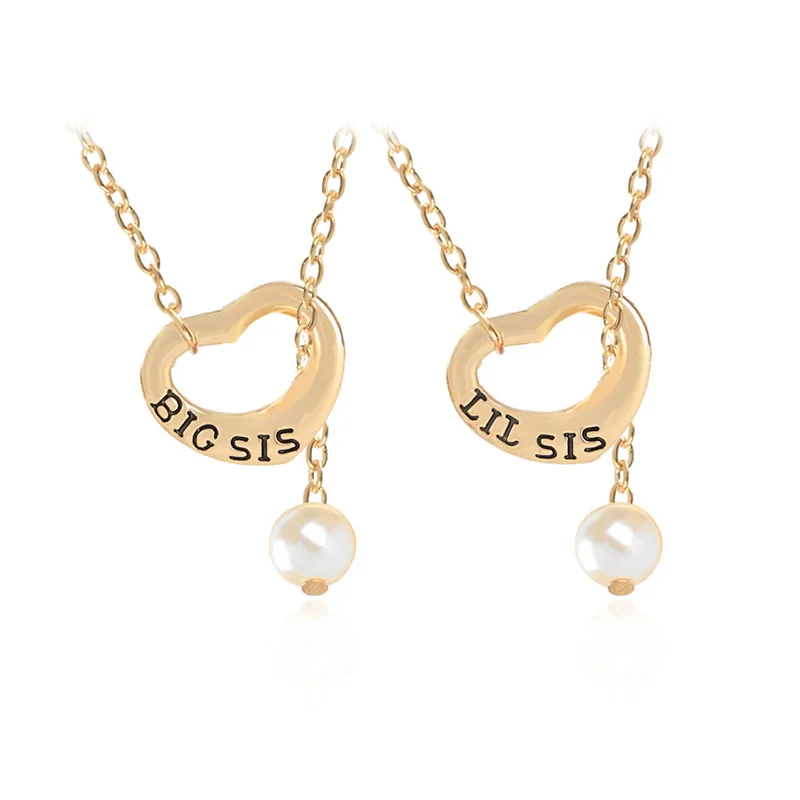 

Good Sisters Necklace Fashion Hollow Letter Pendant Clavicle Chain Girlfriends Pearl Necklace Pendant Sweet Jewelry Accessories