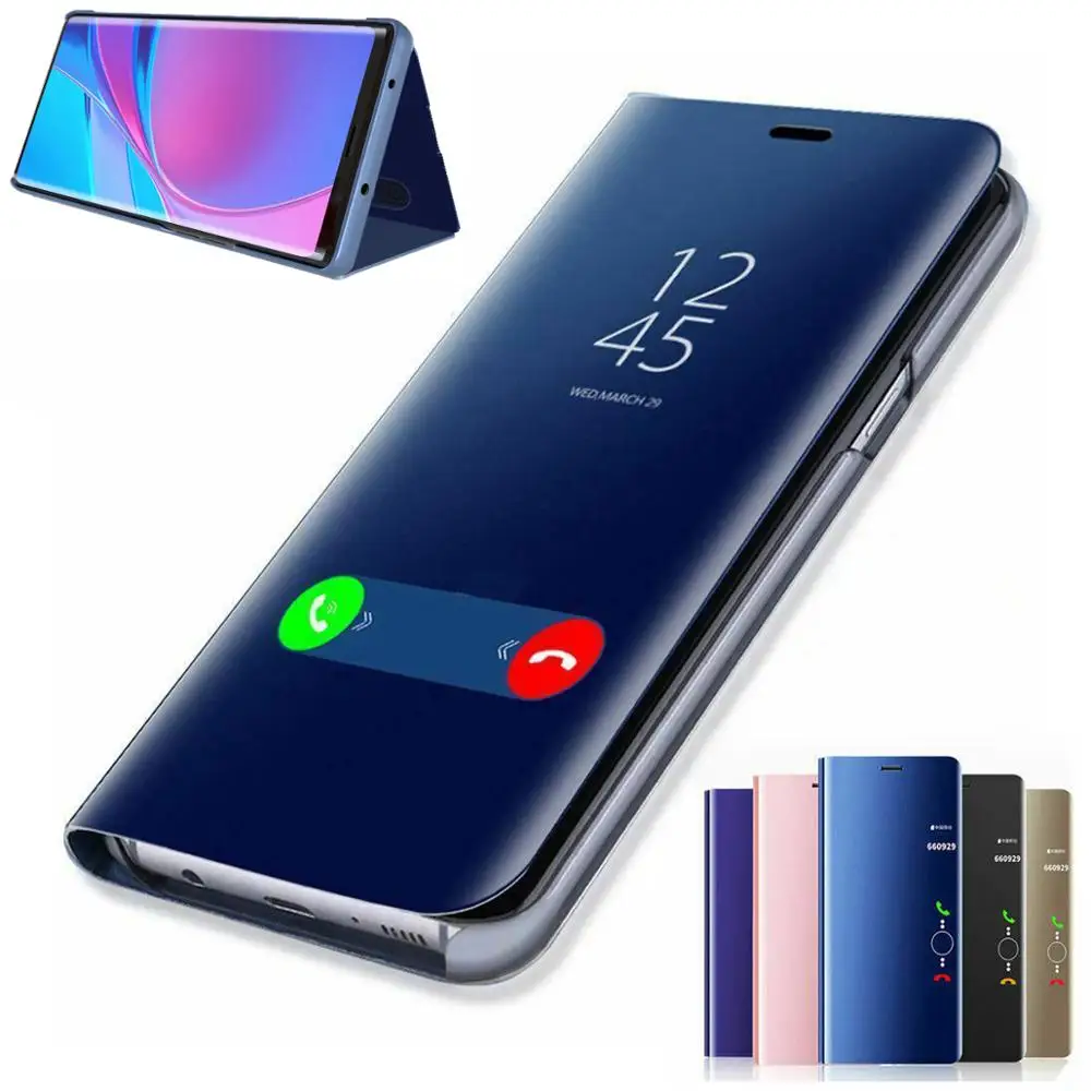 Зеркальный чехол redmi note 8 для xiaomi pro откидной Чехол роскошный кожаный чехол-книжка