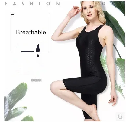 Women Waterproof Quick Drying One Piece Swimwear Sport Professional to Knee Competition Swimsuit Sexy Racing Suit With Pad