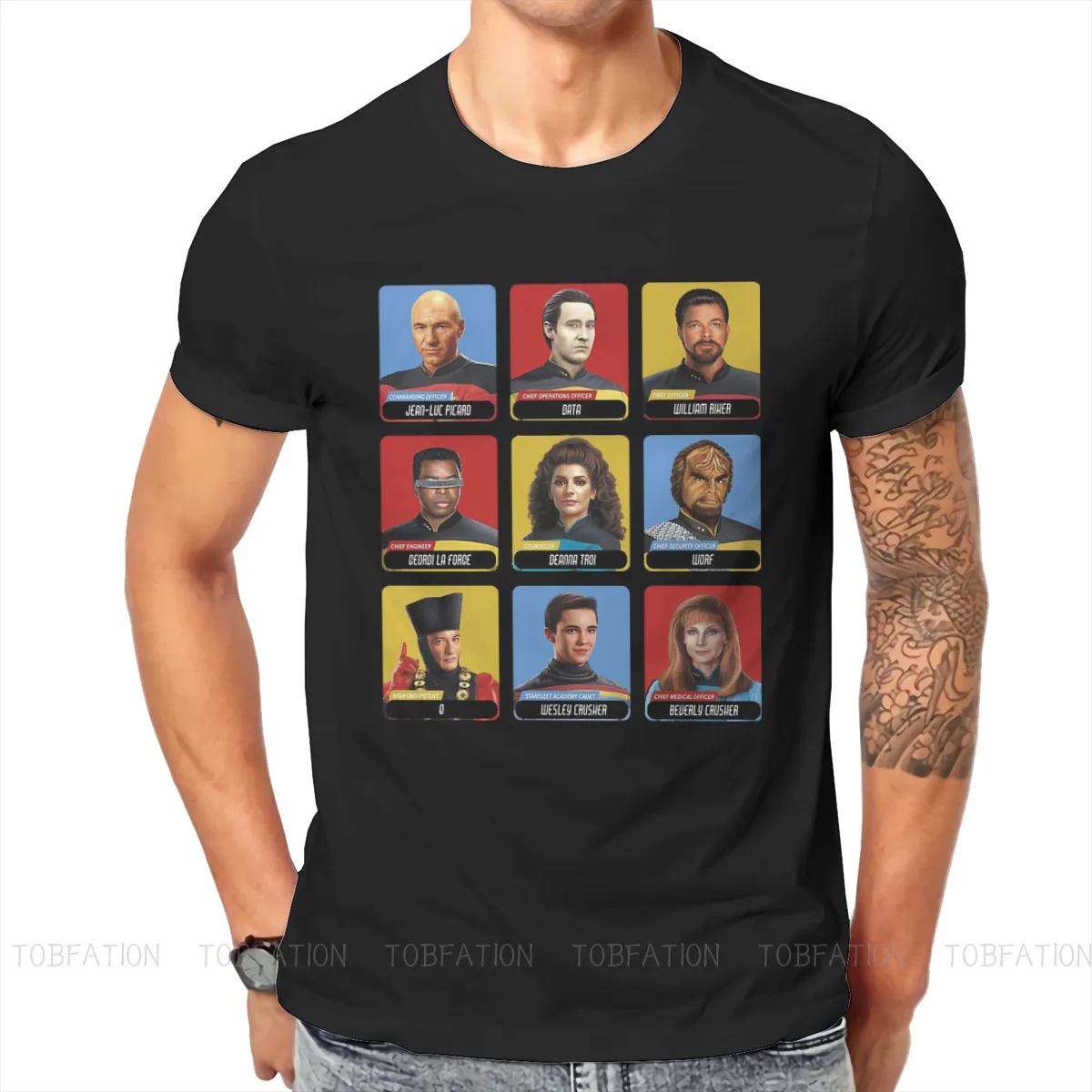 

Star Trek Space Science TV Series Next Generation Portrait Panel Tshirt Black for Men T Shirt Harajuku Men's Tops Streetwear
