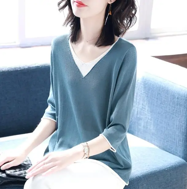 

Womens Ladies Solid Knit Top Loose T-shirt Tops