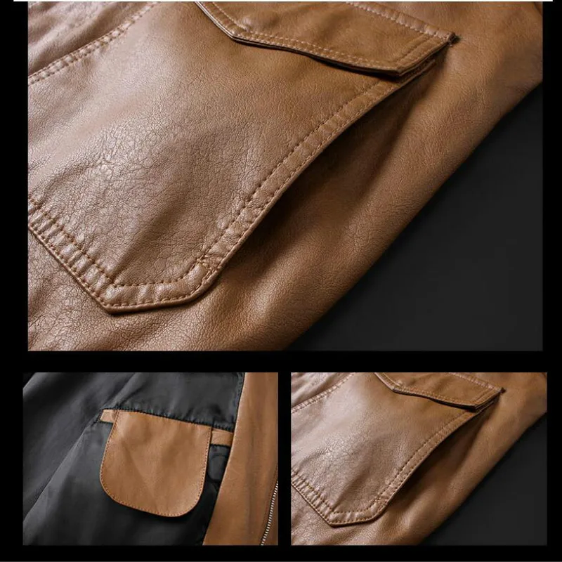 

Autumn Winter Trendy Personality Young men's motorcycle Lapel leather jacket Masculino Casual Badge Embroidered PU jacket Coat