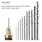 Набор спиральных Сверл из белой быстрорежущей стали, 0,5-3 мм, 10 шт.