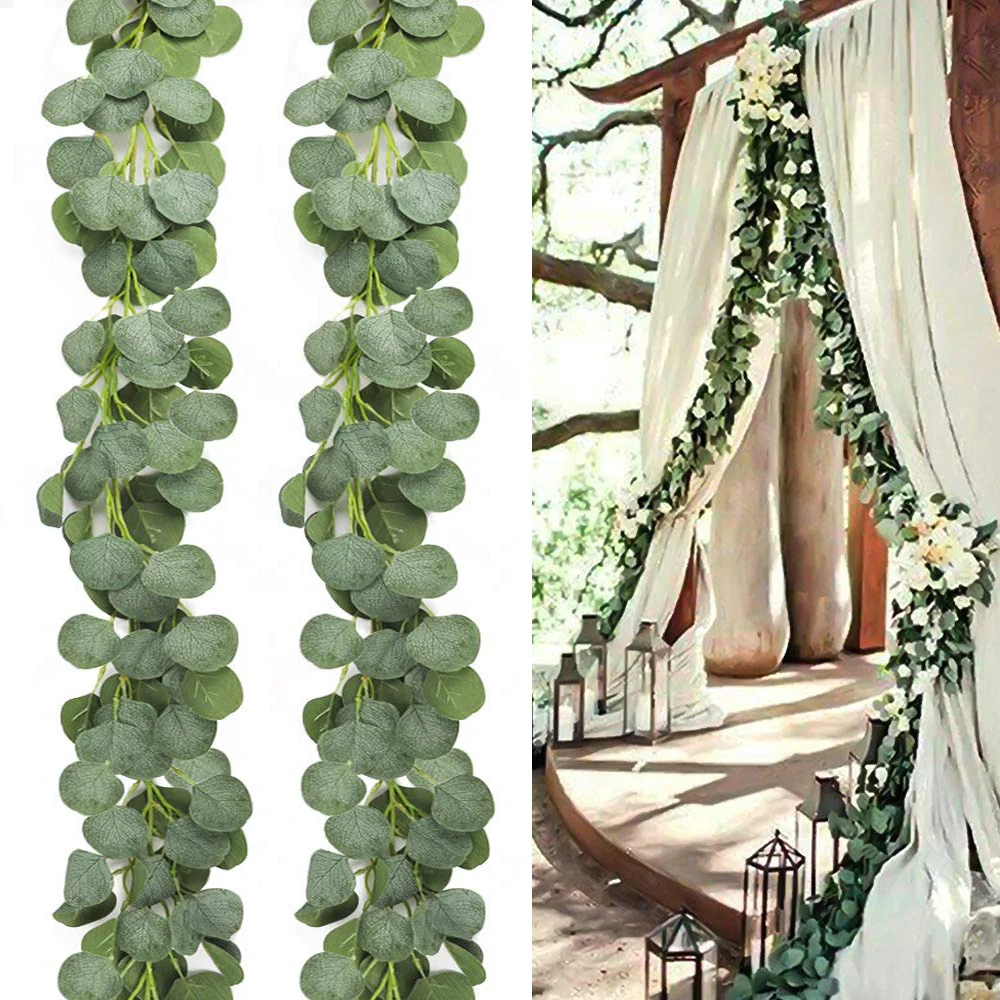 

2M Artificial Silver Dollar Eucalyptus Leaves Garland Faux Eucalyptus Greenery Hanging Garland Vine for Wedding Baby Shower