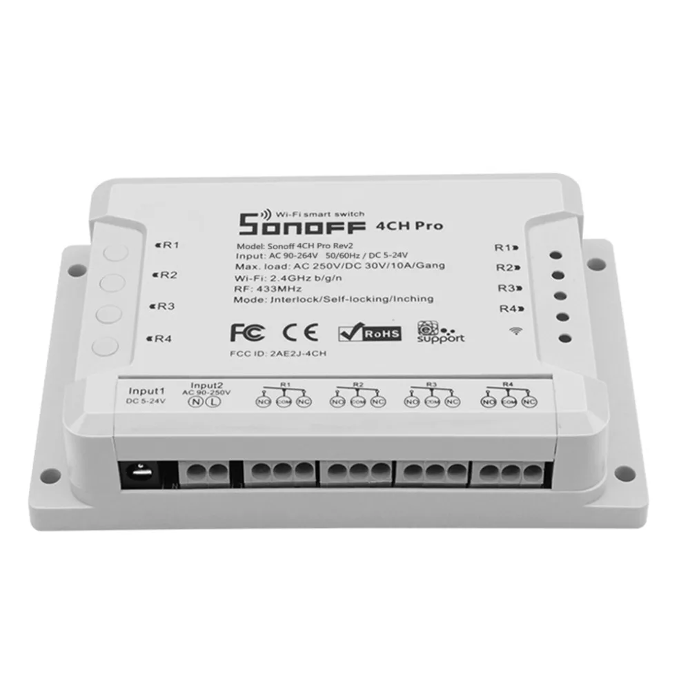 Itead Sonoff 4CH Pro R2 433 МГц 4 канала RF беспроводной пульт дистанционного управления Wifi умный переключатель инчинг интерлок реле Alexa Google Home